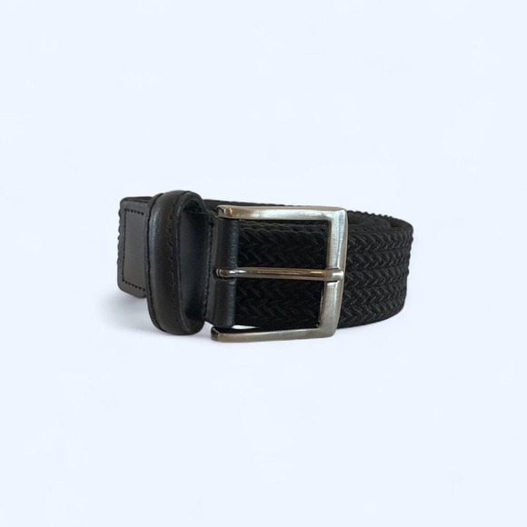 Other - Black braided mens belt with silver buckle size 34